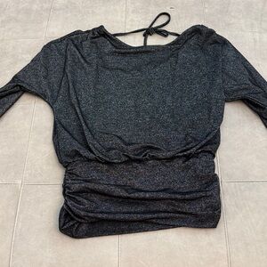 White House Black Market Shimmering Black Blouse